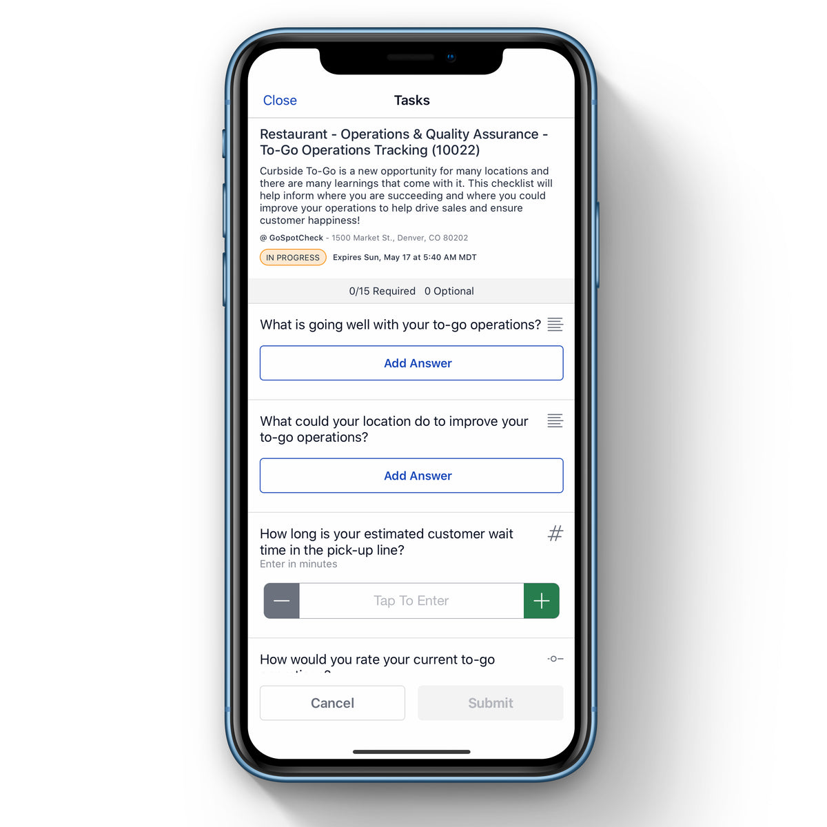 Operations: In-Store To-Go - Operations Tracking – GoSpotCheck Mission ...